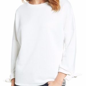 Caslon Tie Sleeve Sweatshirt Top Ivory New Small